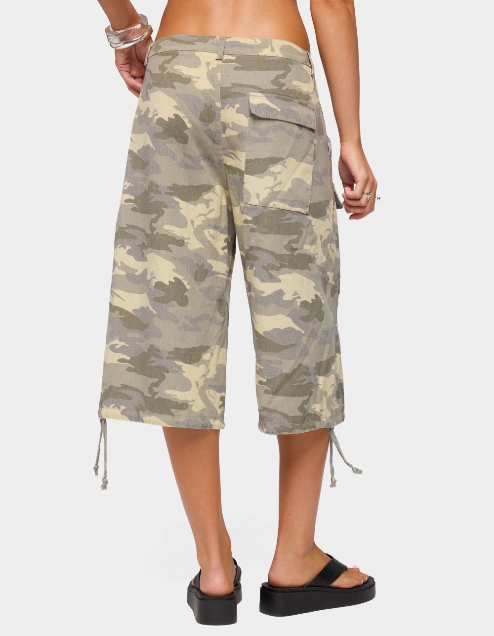 EDIKTED Camo Cargo Bermuda Shorts - GRAY