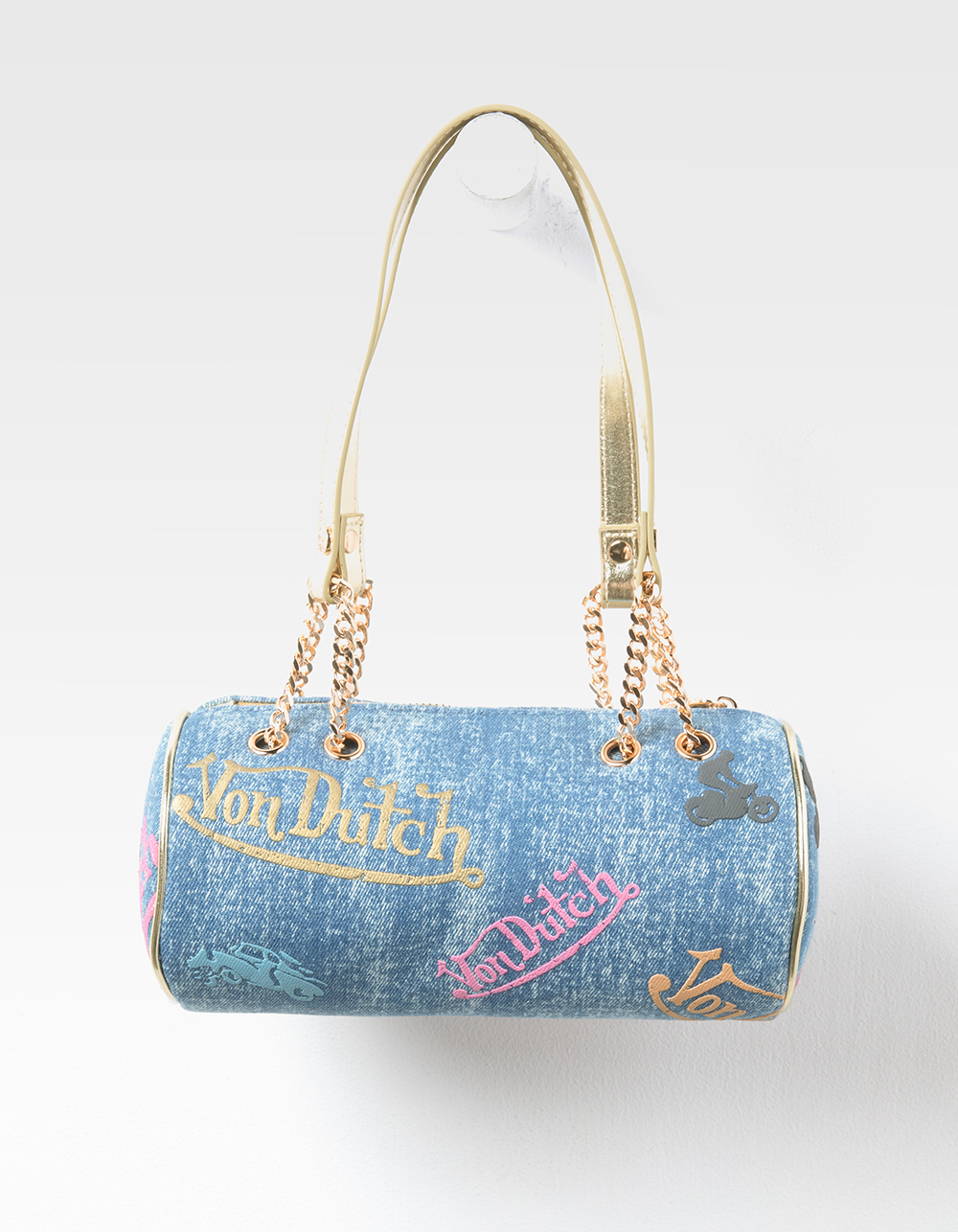 VON DUTCH Barrel Shoulder Bag - DENIM