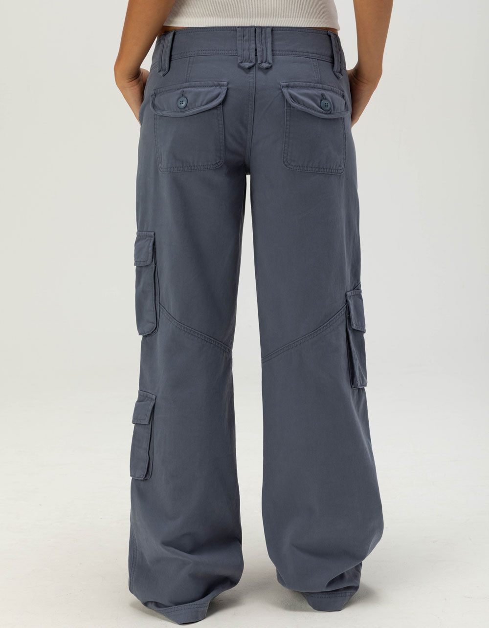 RSQ Womens Low Rise Baggy Bootcut Cargo Pants - SLATE BLUE