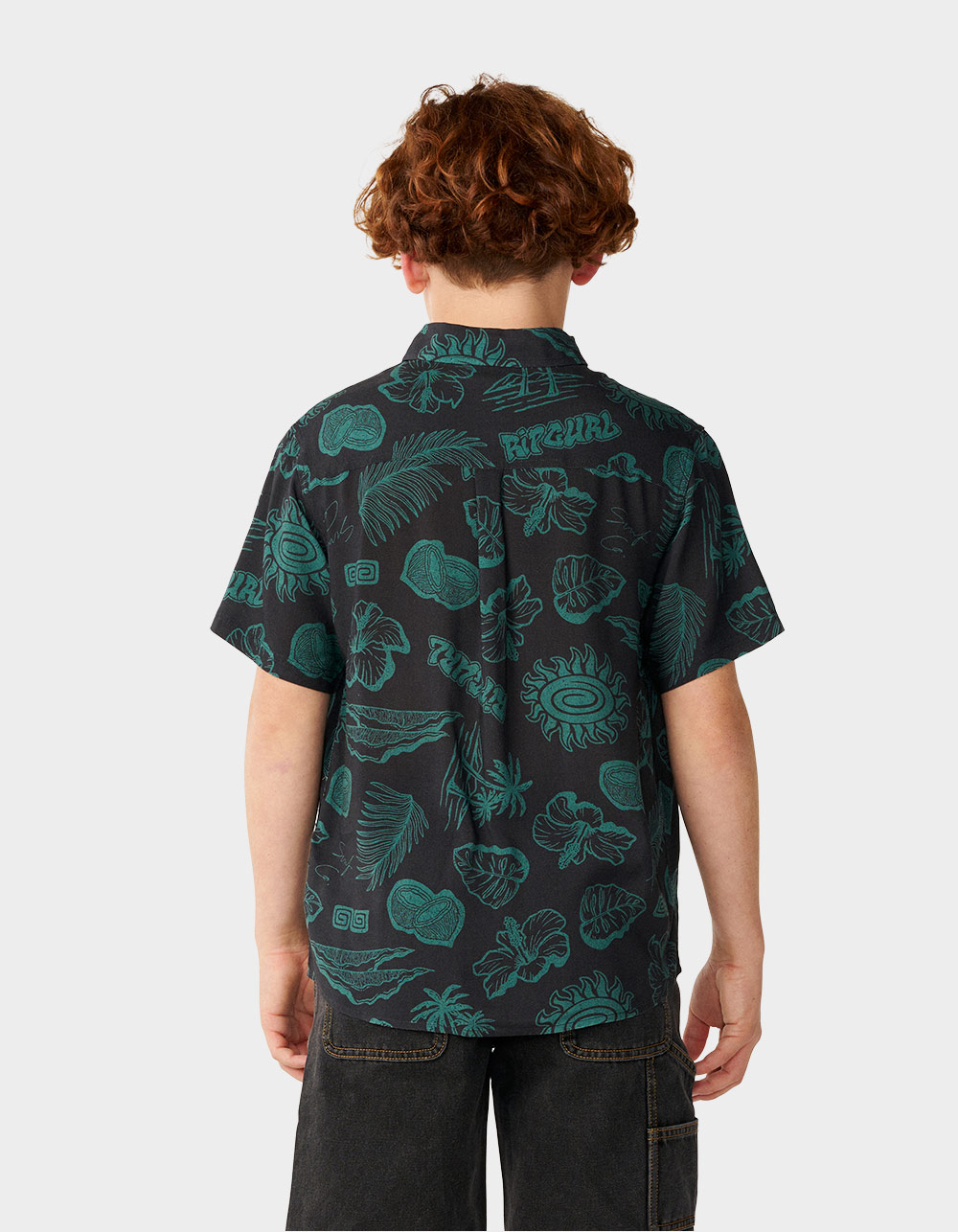 RIP CURL Surf Shack Boys Short Sleeve Shirt - WASHED BLACK