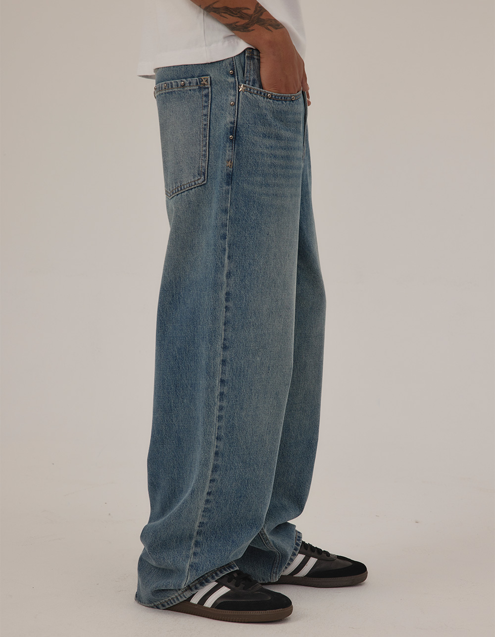 RSQ Studs Mens Extra Baggy Jeans - MEDIUM WASH