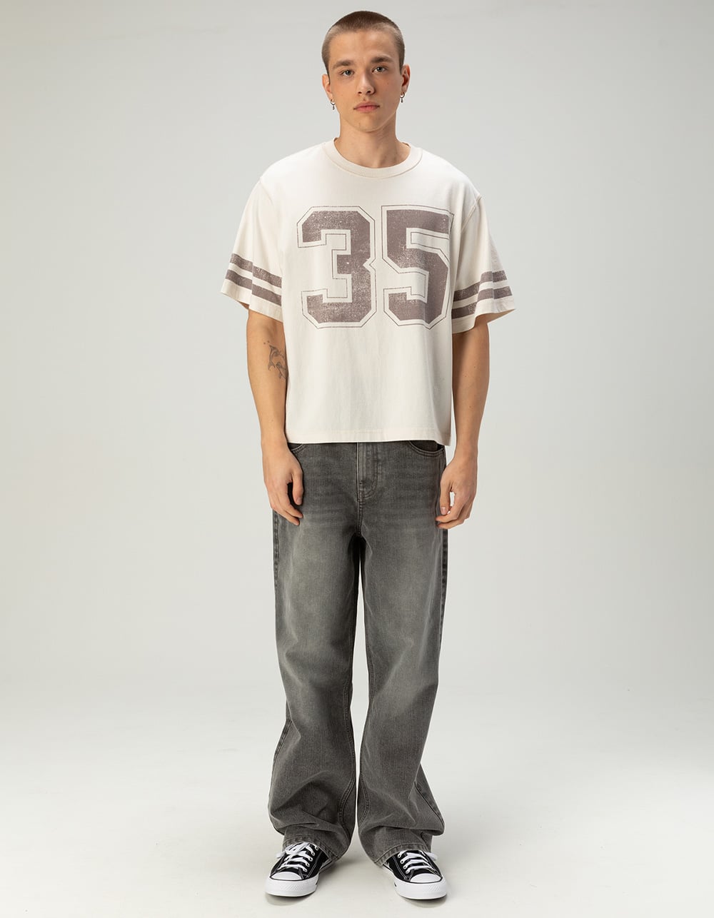 RSQ Mens Jersey Boxy Tee - OFF WHITE