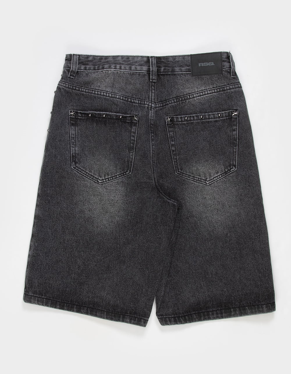 RSQ Mens Baggy Studded Jorts - WASHED BLACK