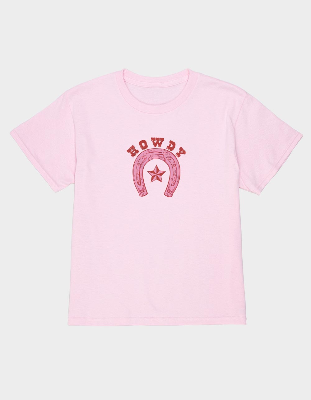 WESTERN Howdy Horseshoe Unisex Kids Tee - LIGHT PINK