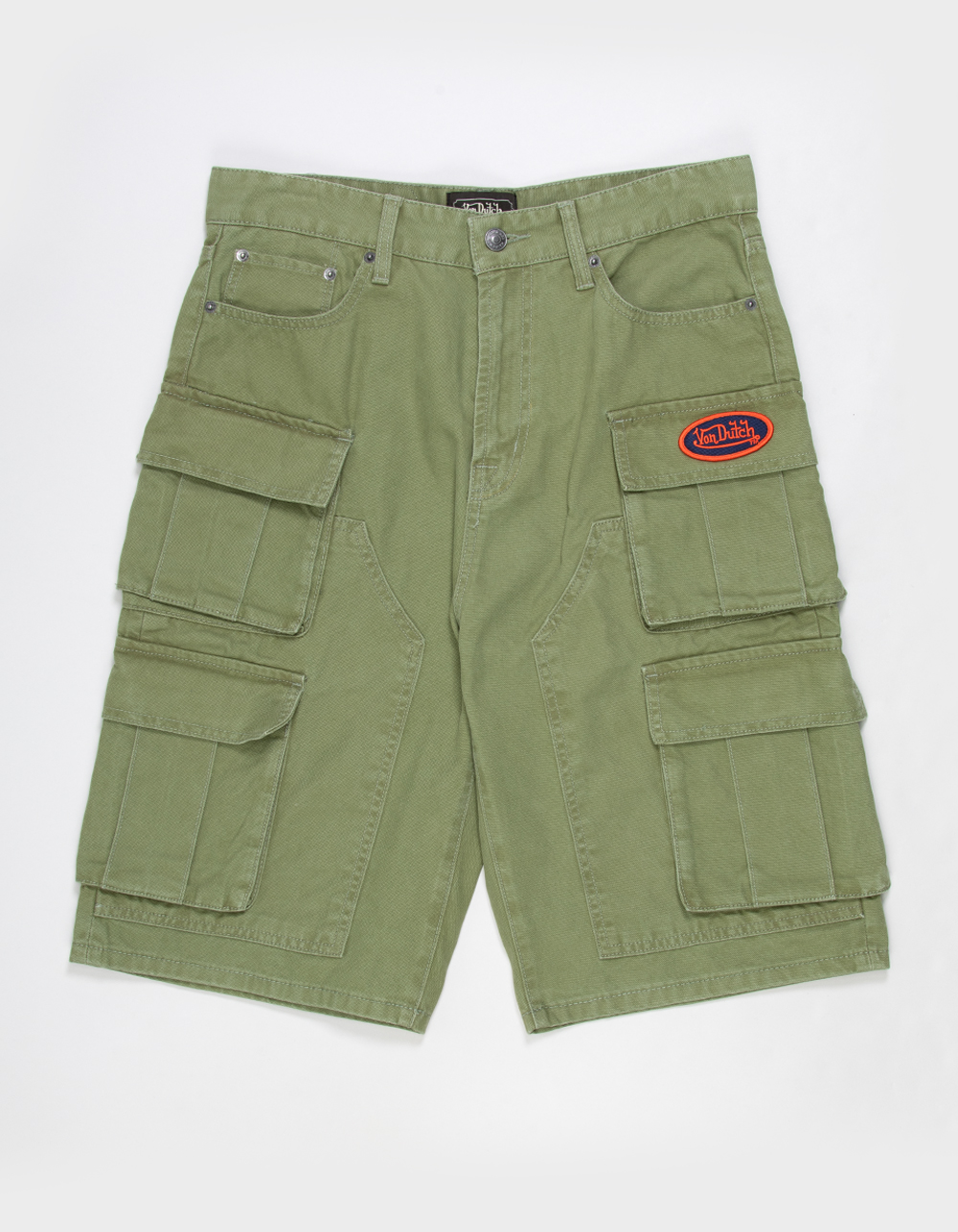 VON DUTCH Devil Mens Cargo Jorts - OLIVE