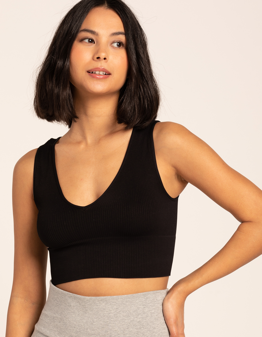 TILLYS Seamless Deep V Womens Tank Top BLACK Tillys