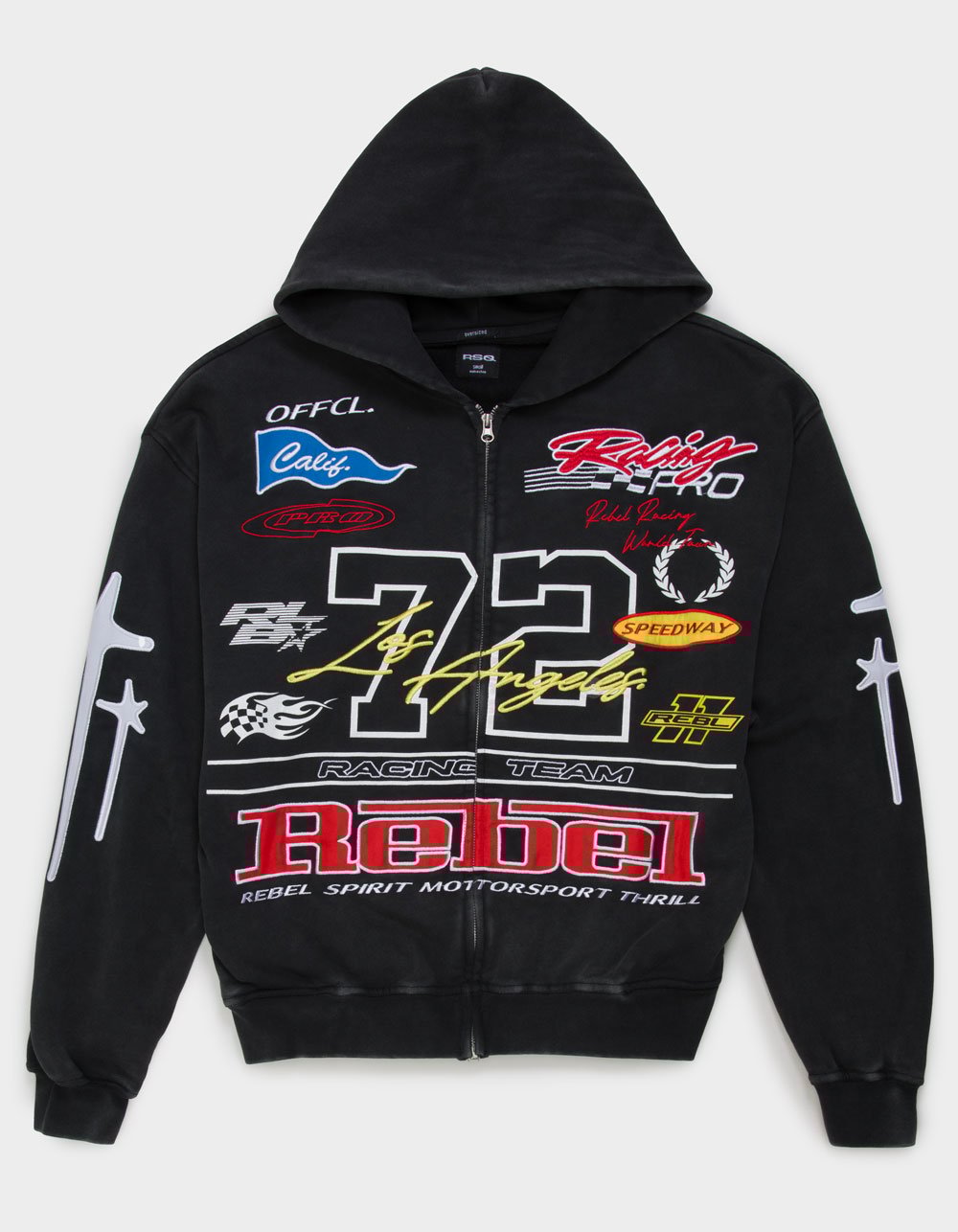 RSQ Mens Moto Oversized Zip-Up Hoodie - MULTI