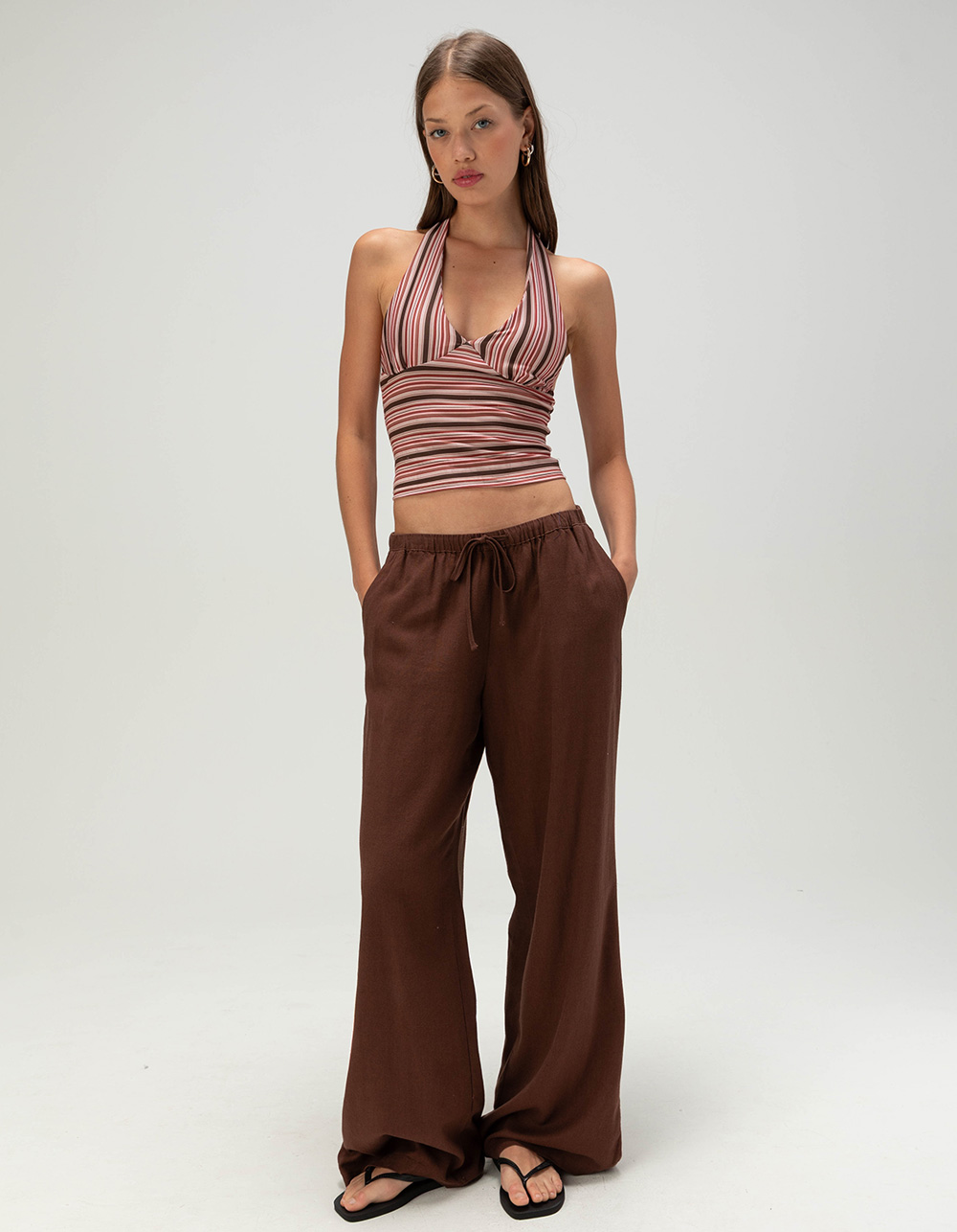 FULL TILT Womens Stripe Halter Top