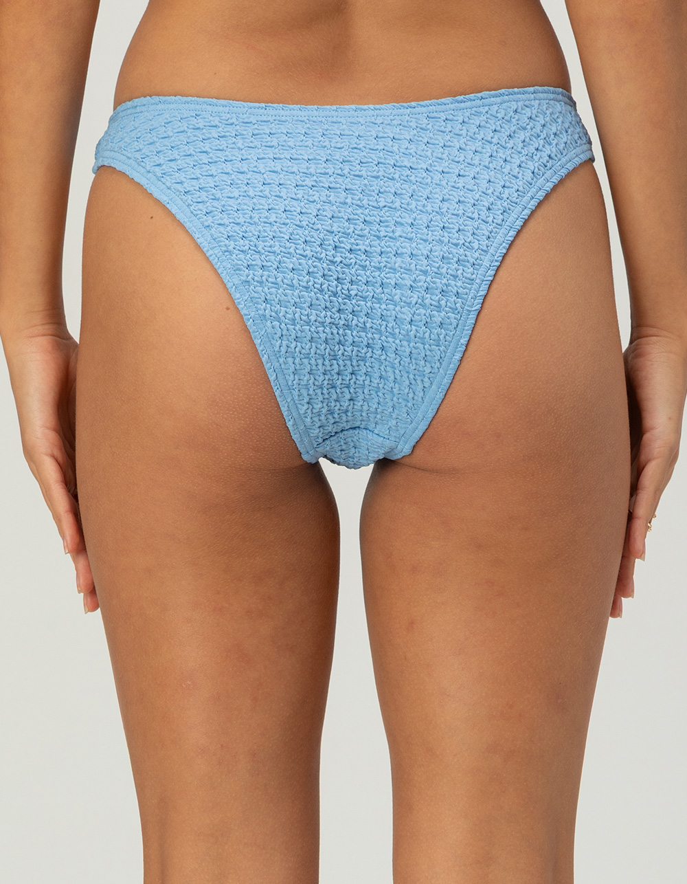 DAMSEL Texture High Leg Bikini Bottoms - BLUE