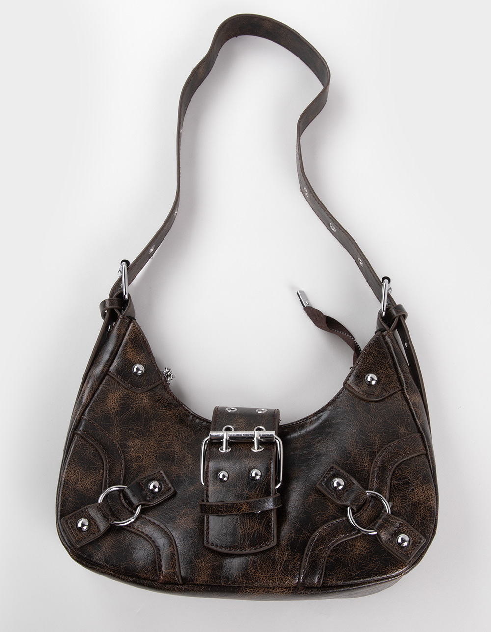 Buckle Shoulder Bag - BROWN