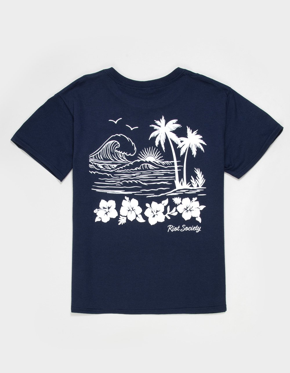 RIOT SOCIETY Hibiscus Beach Girls Tee - NAVY