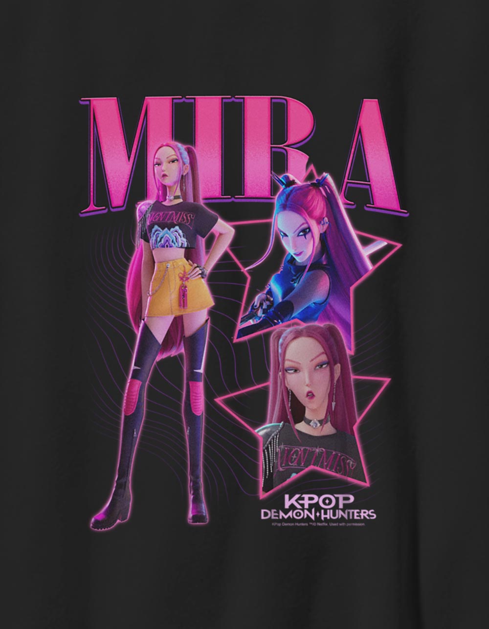 KPOP DEMON HUNTERS Y2K Mira Unisex Kids Tee - BLACK