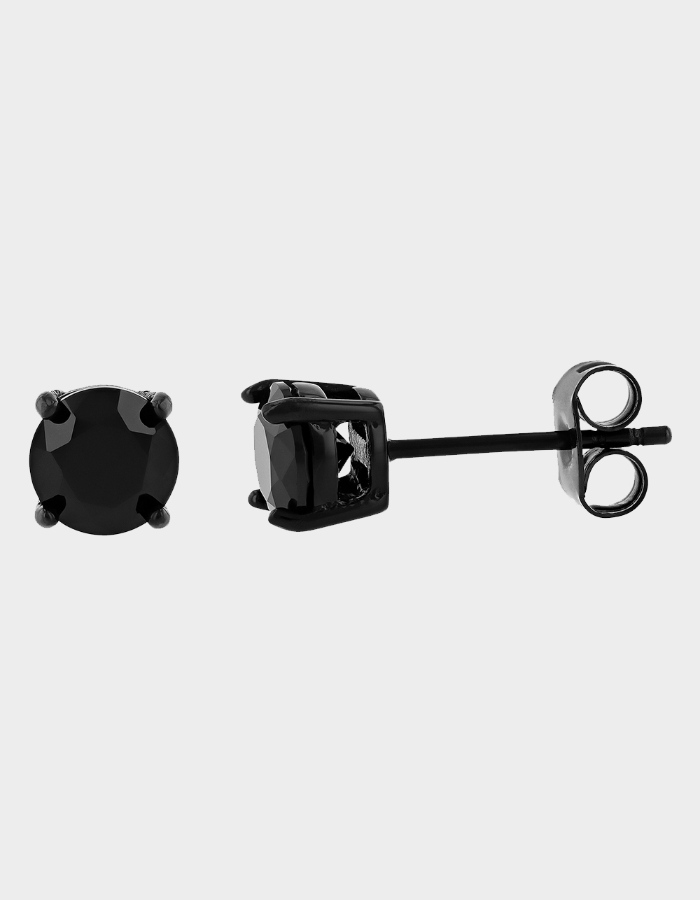 STEEL NATION Stainless Steel With Black IP And Square Spinel Stud Earrings - BLACK