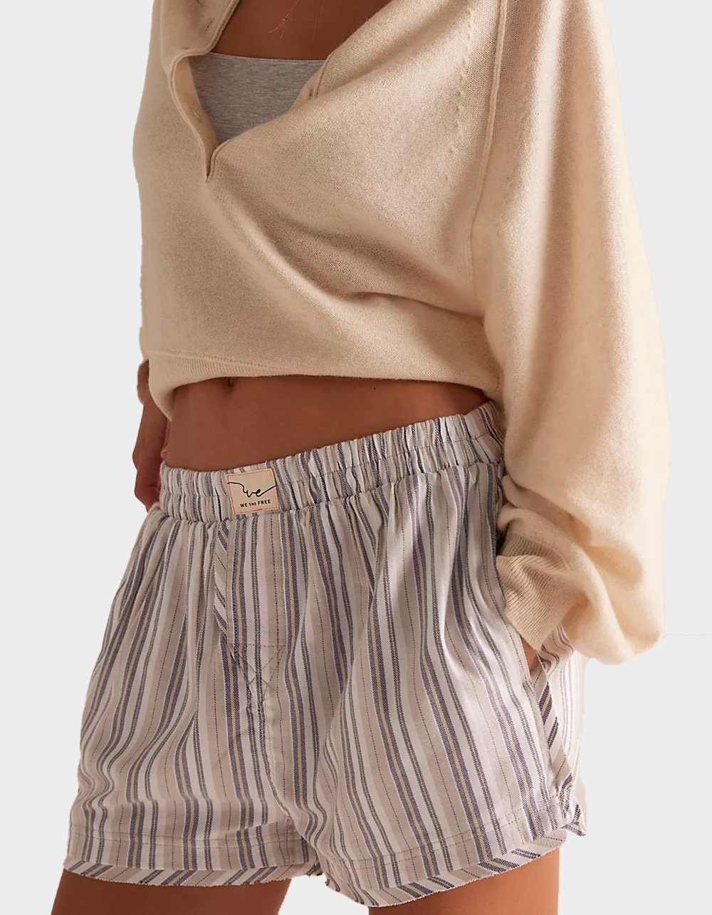 FREE PEOPLE Day to Womens Flannel Boxers - GRAY COMBO