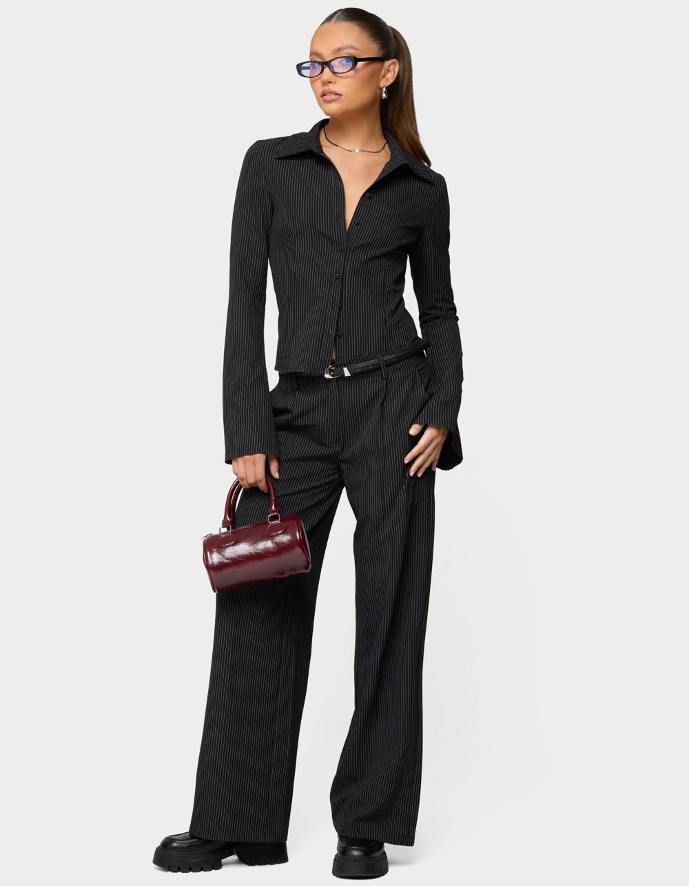 EDIKTED Pinstripe Tailored Button Up Shirt