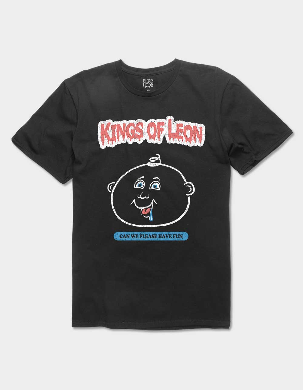 KINGS OF LEON Can We Please Have Fun Face Distressed Unisex Tee - BLACK