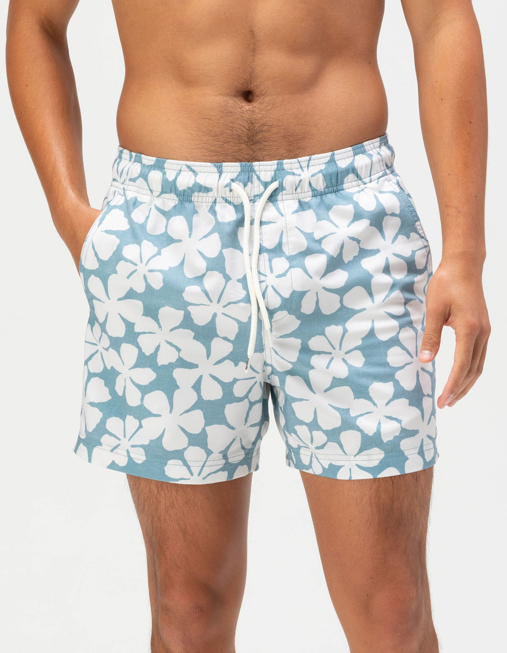 RSQ Mens Tossed Daisy Swim Shorts - CADET