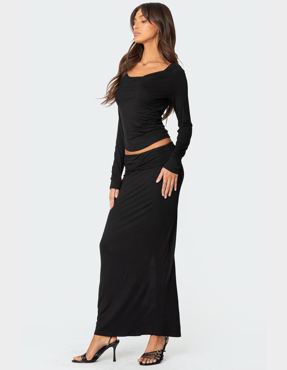 EDIKTED Johanna Cowl Neck Top - BLACK