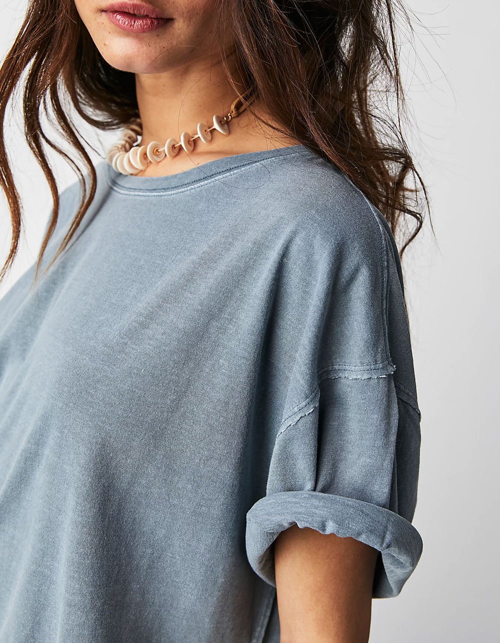 FREE PEOPLE Nina Womens Boxy Tee - DUSTY BLUE