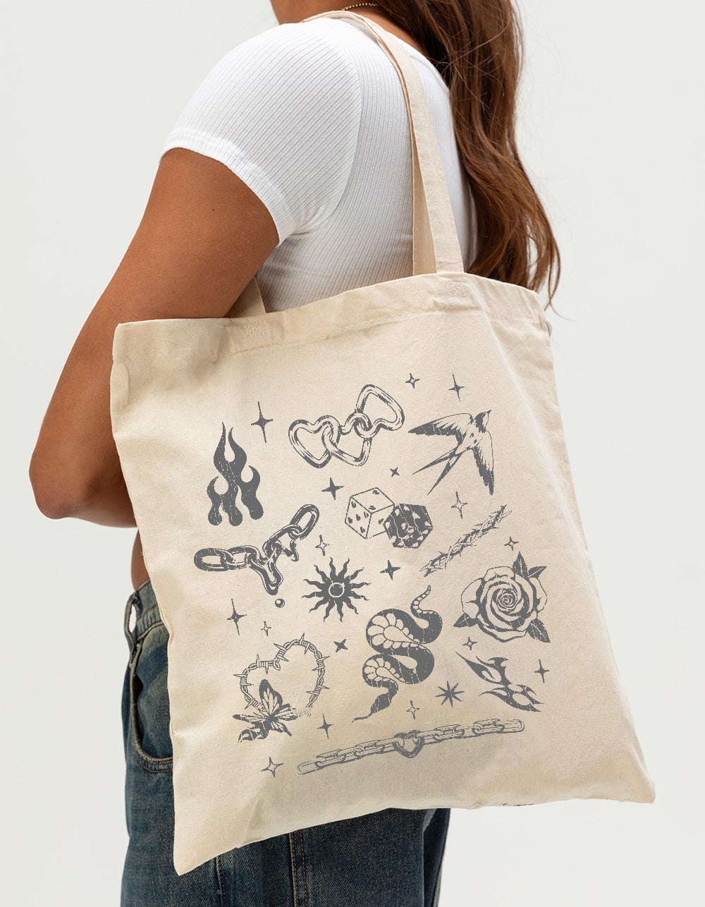 ICONS Y2K Sparkle Tote Bag - NATURAL