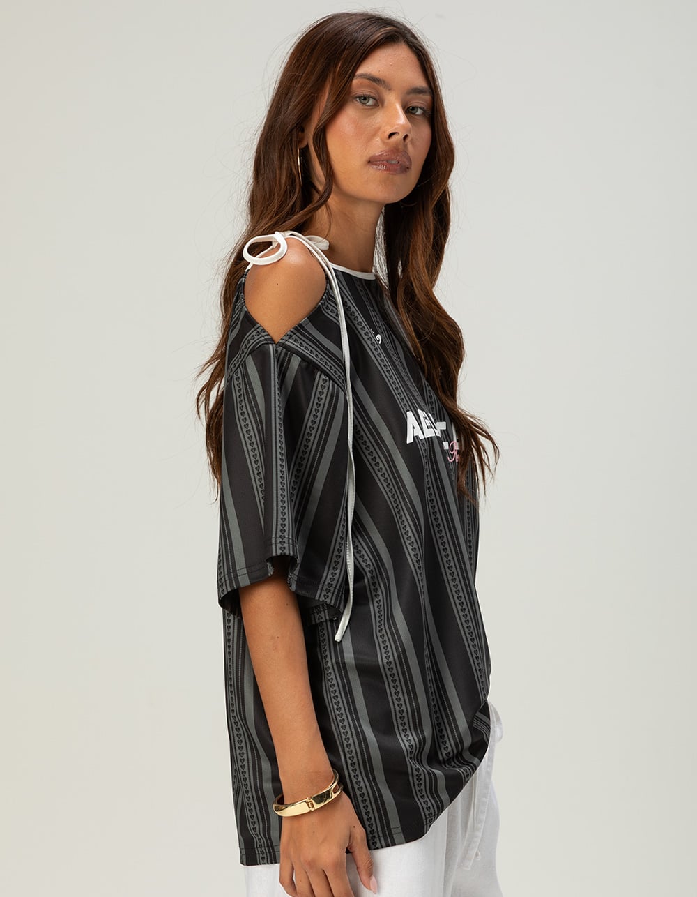 AELFRIC EDEN Stripe Womens Oversized Top - BLACK