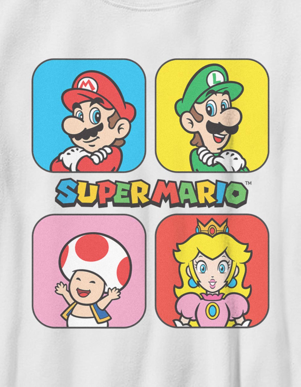 SUPER MARIO Squares Group Unisex Kids Tee - WHITE