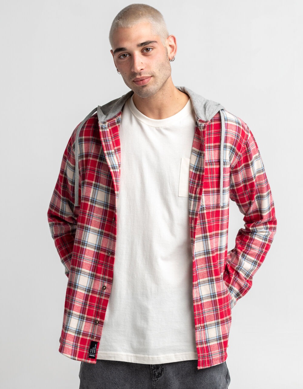 RSQ Mens Plaid Hooded Flannel - RED | Tillys