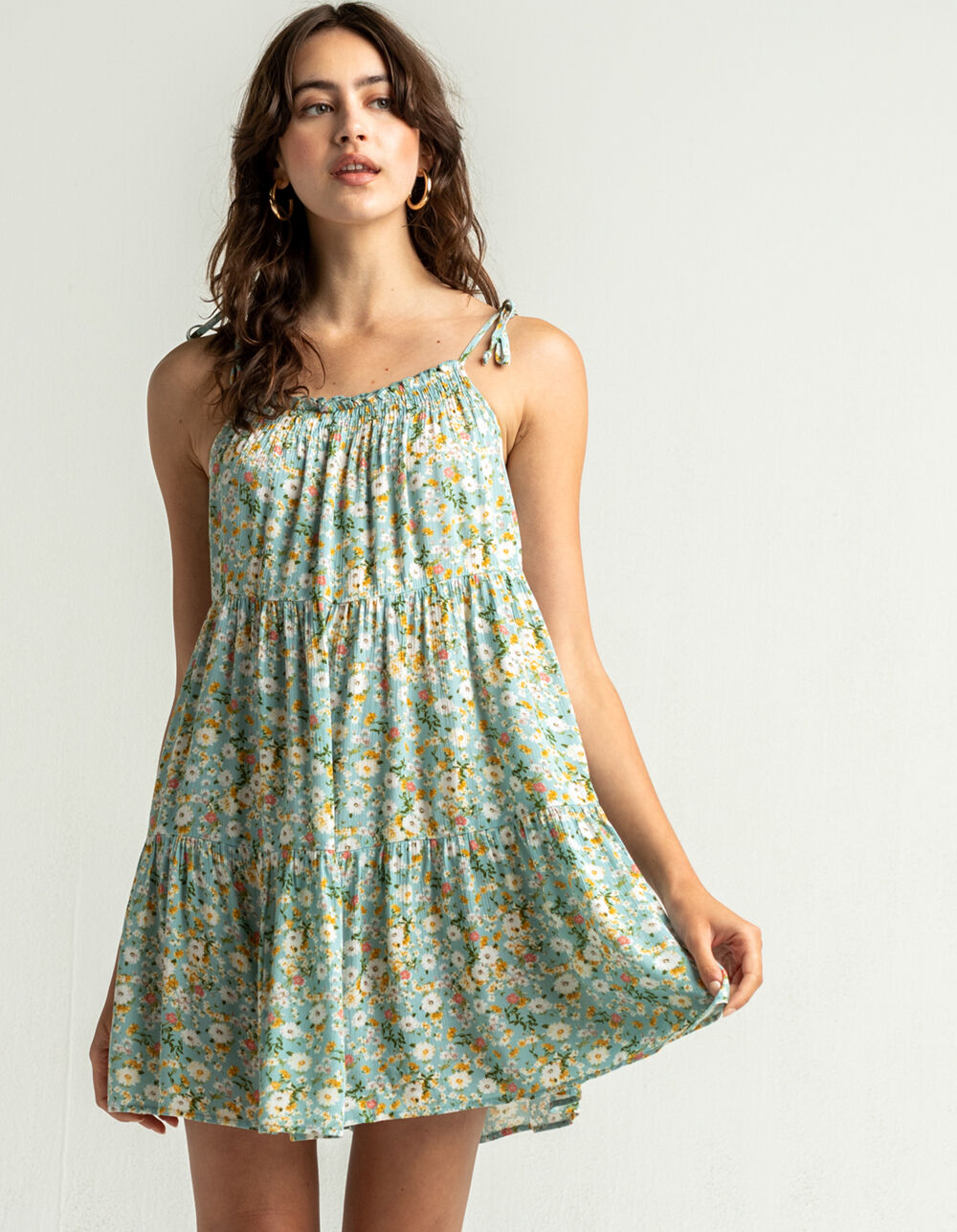 TIMING Ditsy Womens Blue Baby Doll Dress BLUE COMBO Tillys