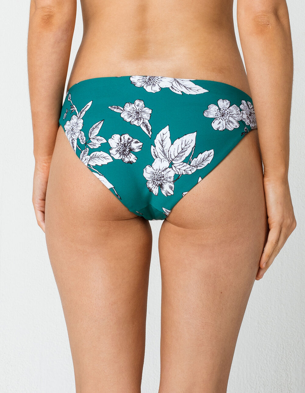 FULL TILT Linework Floral Bikini Cut Bikini Bottoms EMERALD Tillys