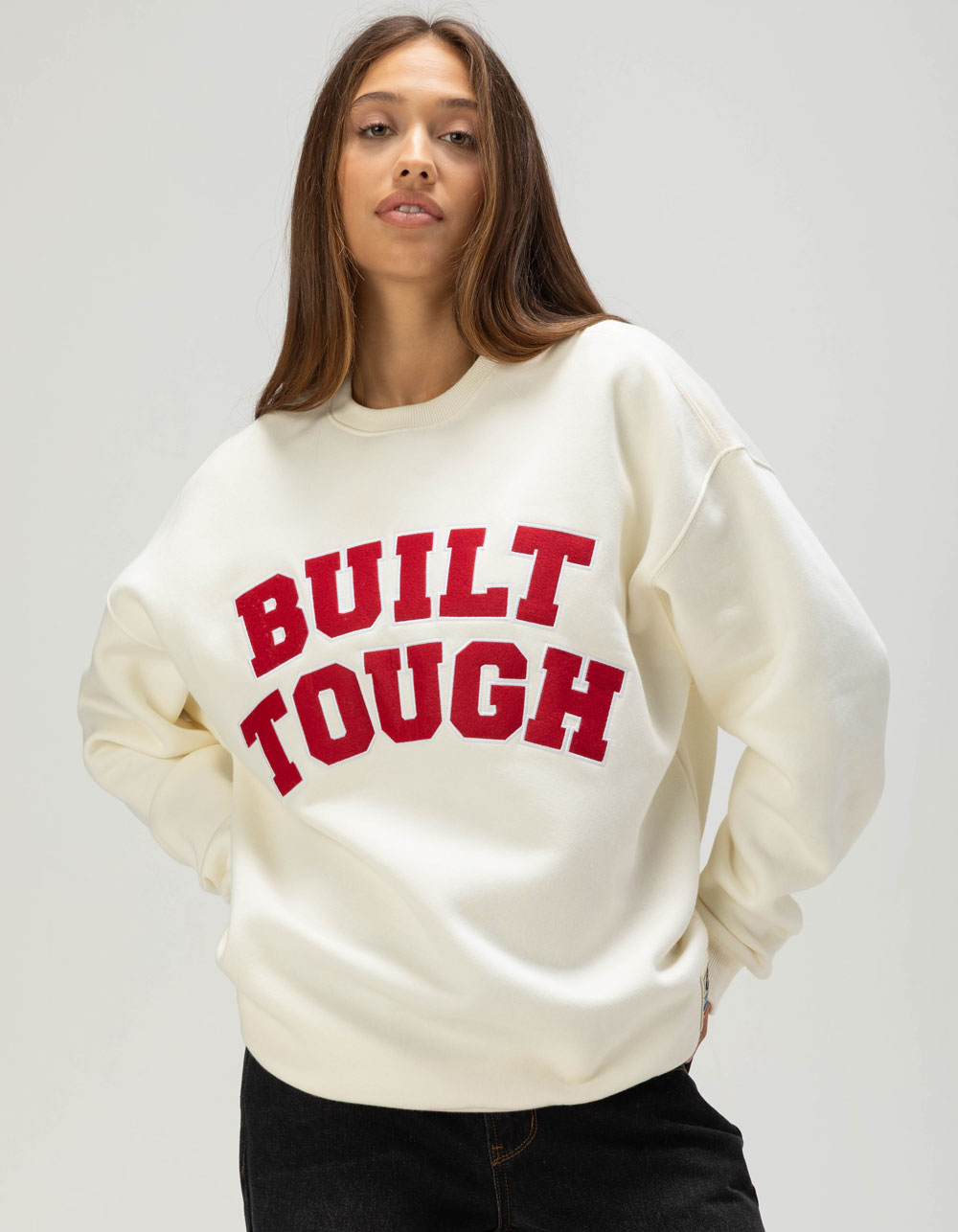 BRIXTON x Ford Built Tough Womens Oversized Crewneck Sweatshirt - WHITE