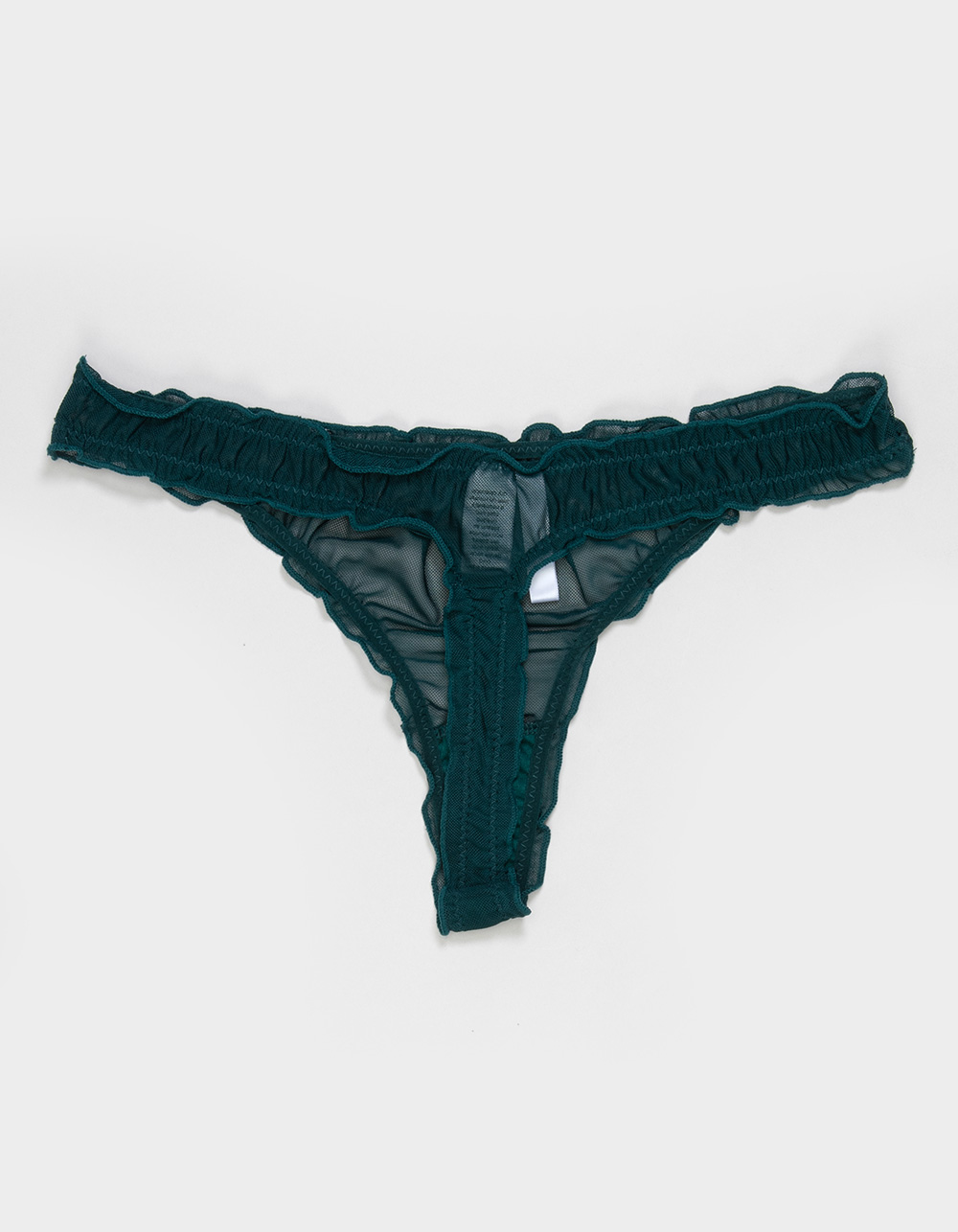 FULL TILT Lettuce Edge Mesh Thong - DK GREEN