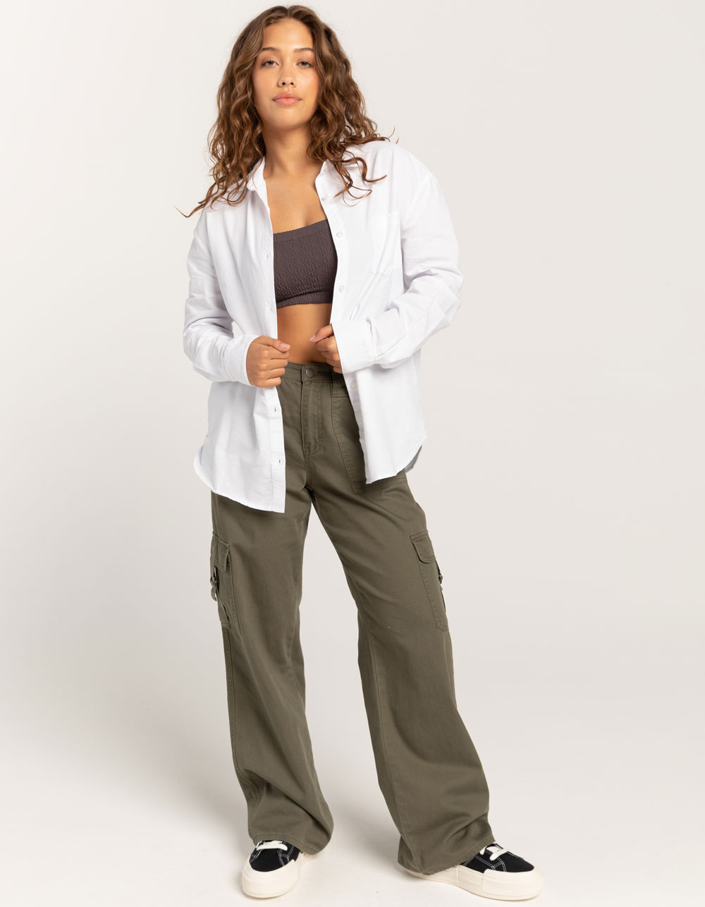 RSQ Womens Solid Oxford Shirt - WHITE