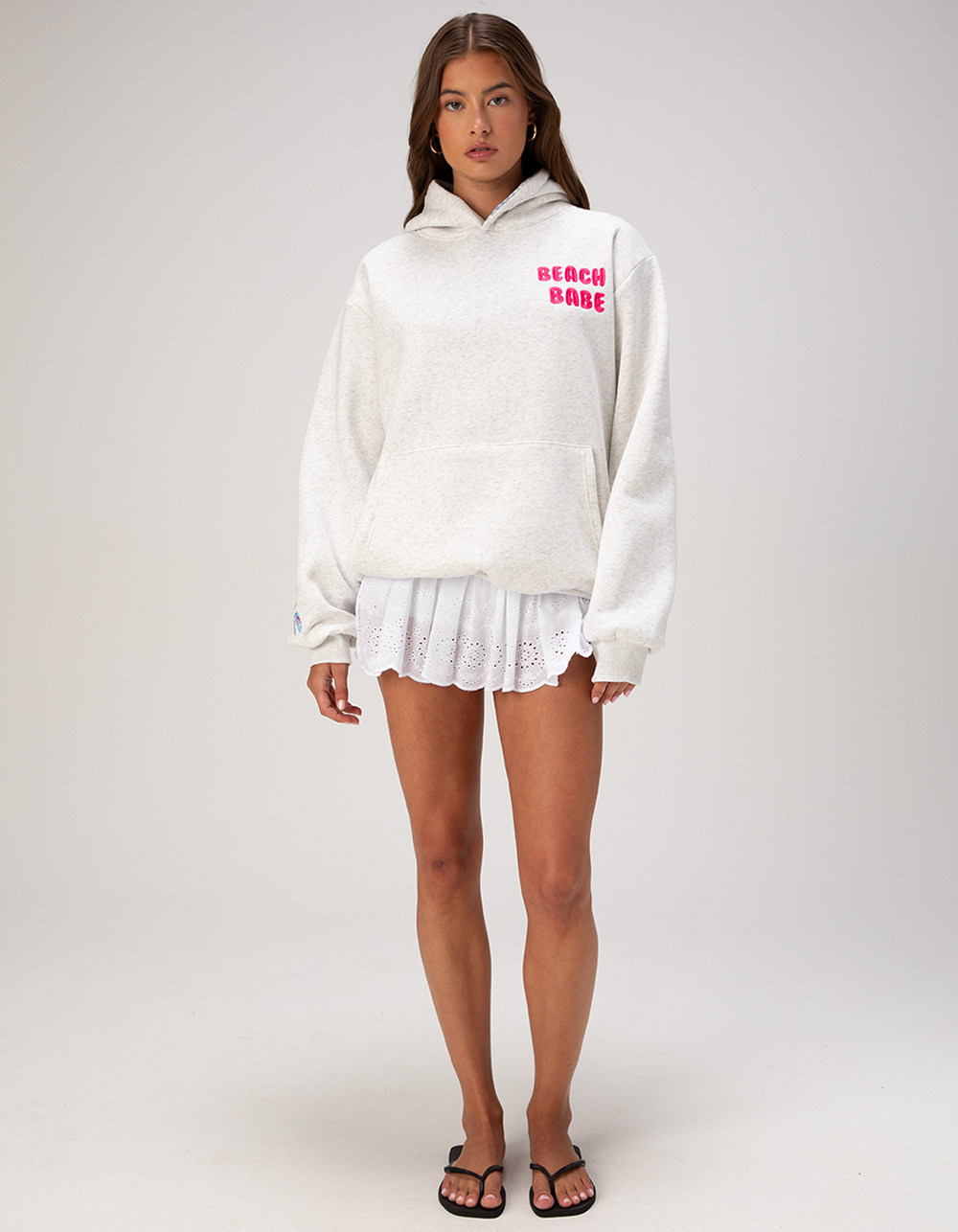 HAPPY CAMP3R Beach Babe Womens Hoodie - HEATHER GRAY