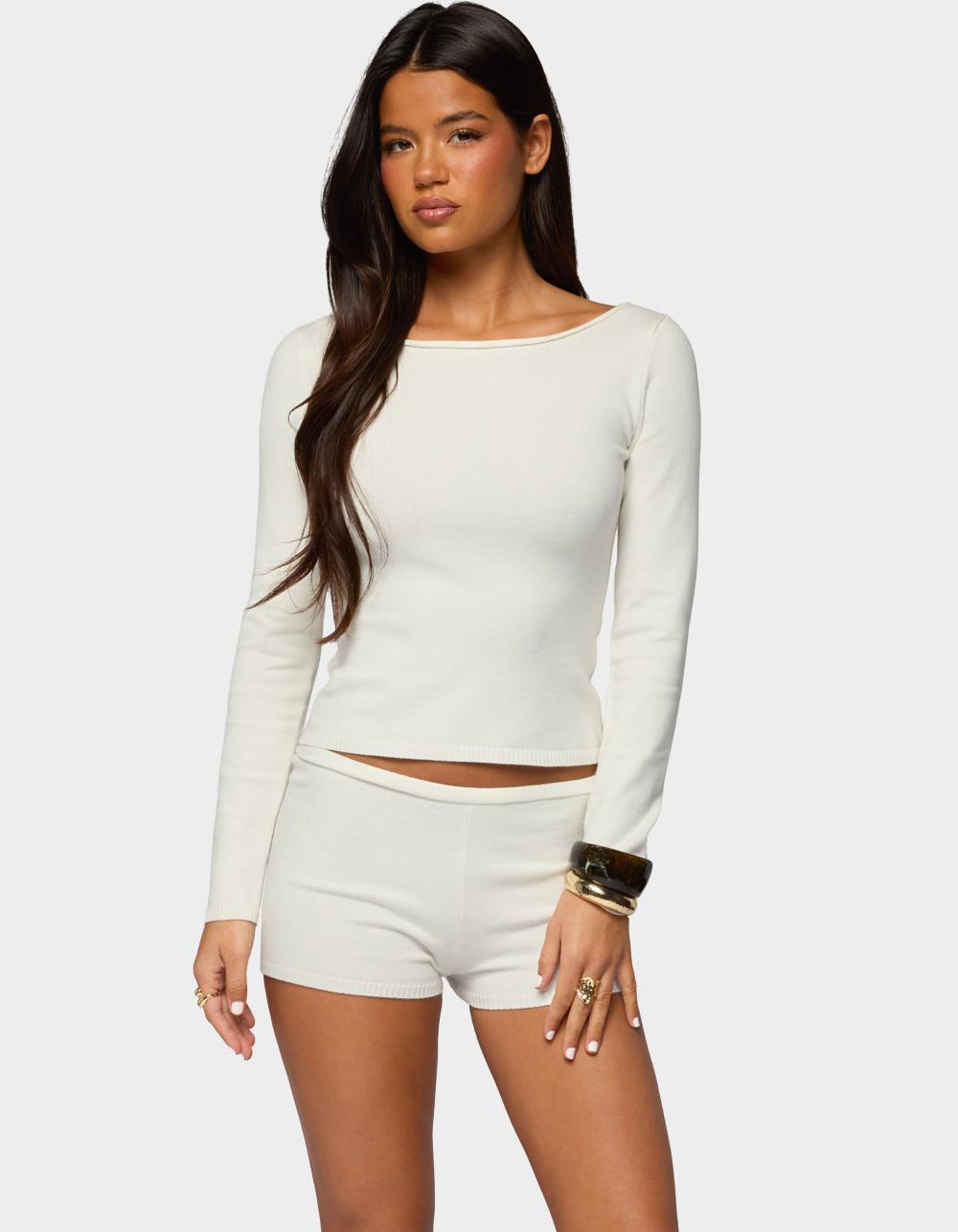 EDIKTED Arianna Off Shoulder Sweater - BEIGE