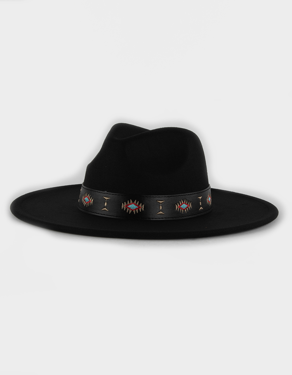 Geo Trim Faux Wool Panama Womens Hat BLACK Tillys