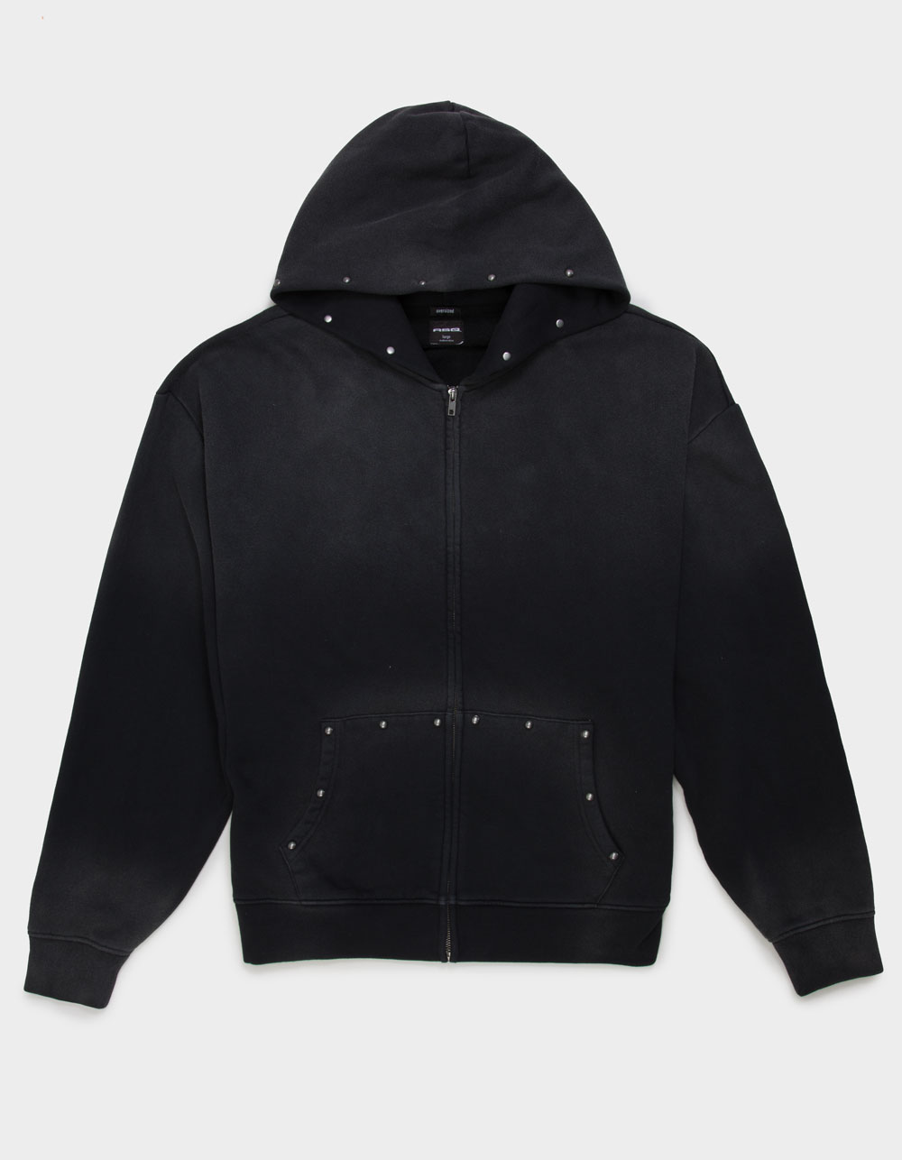 RSQ Mens Studded Zip-Up Hoodie - BLACK