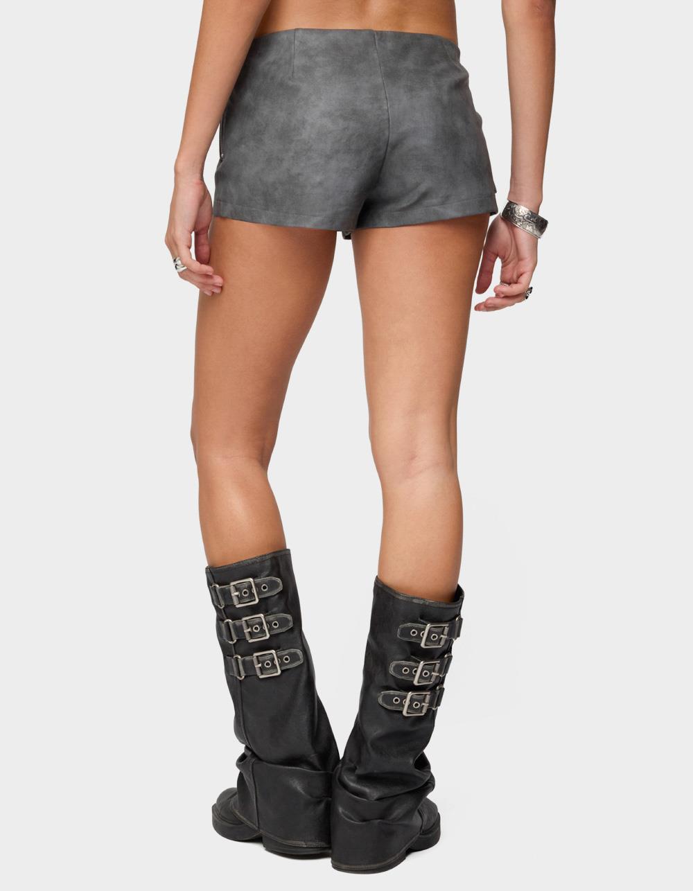 EDIKTED Houston Faux Leather Cargo Shorts - GRAY