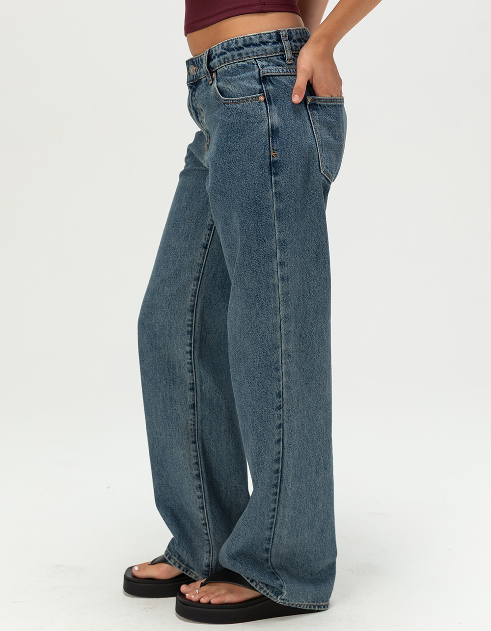 ABRAND 99 Womens Low Rise Baggy Jeans - DARK VINTAGE