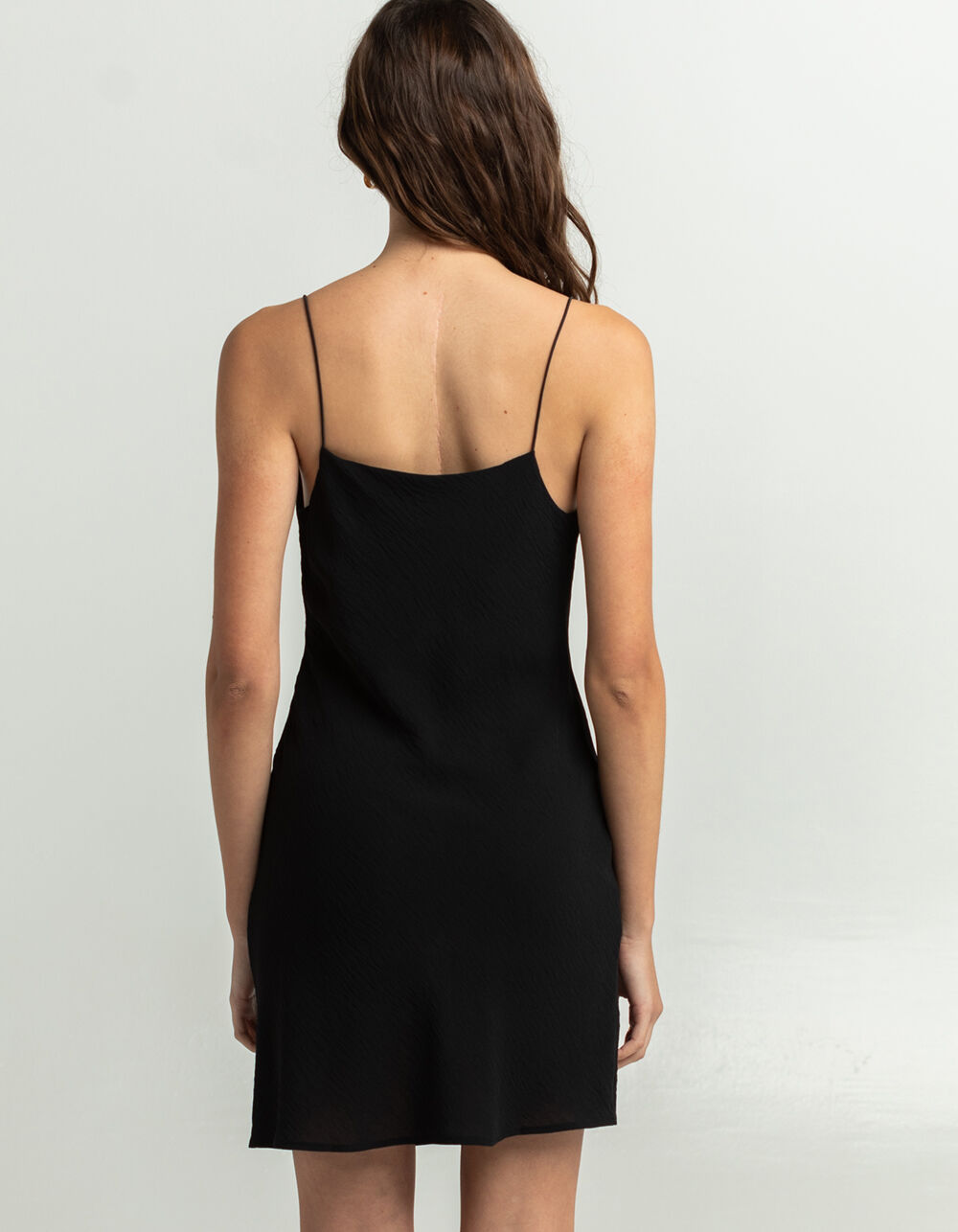 TIMING Solid Drape Neck Slip Dress BLACK Tillys