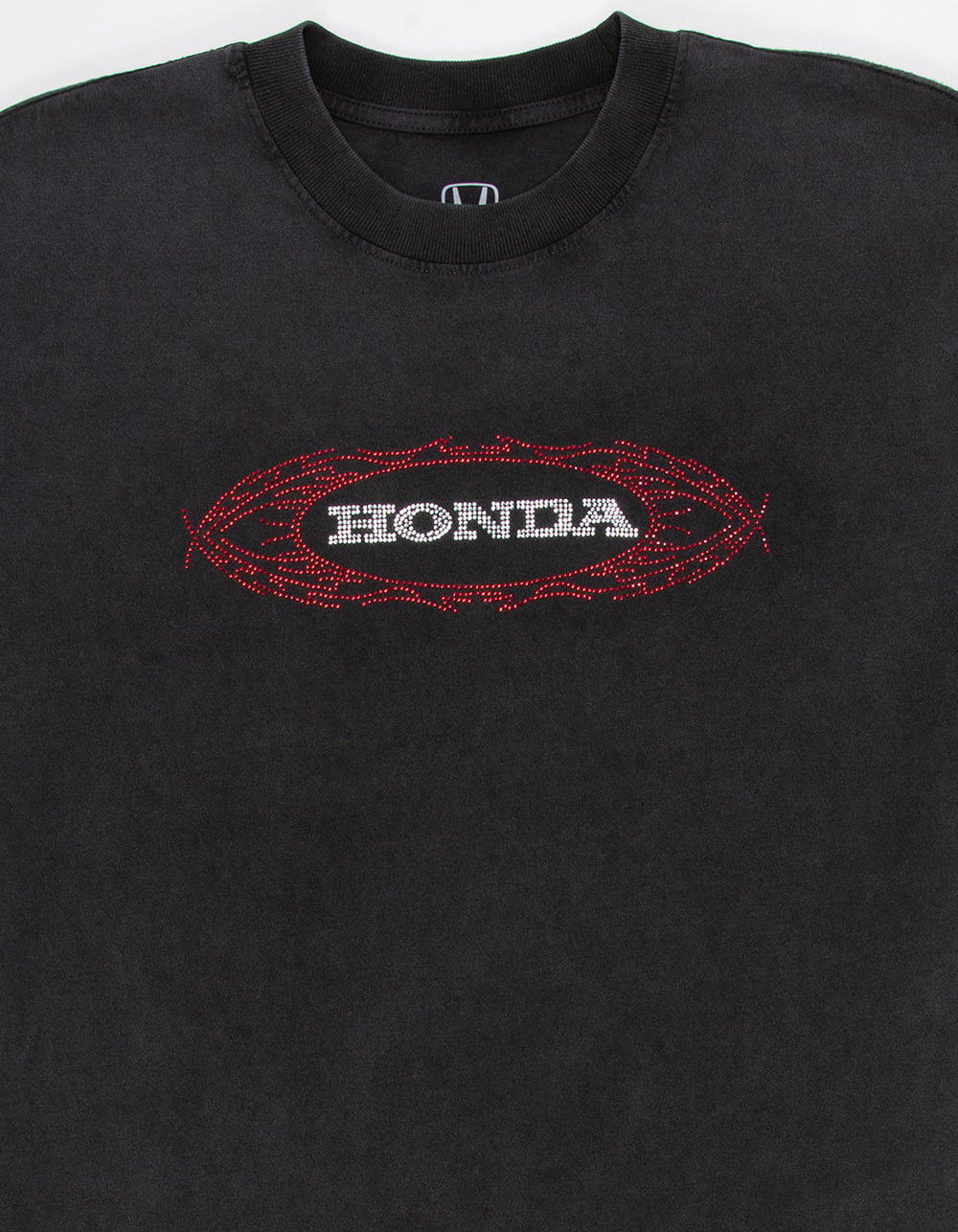HONDA Tribal Rhinestone Mens Boxy Tee - WASHED BLACK