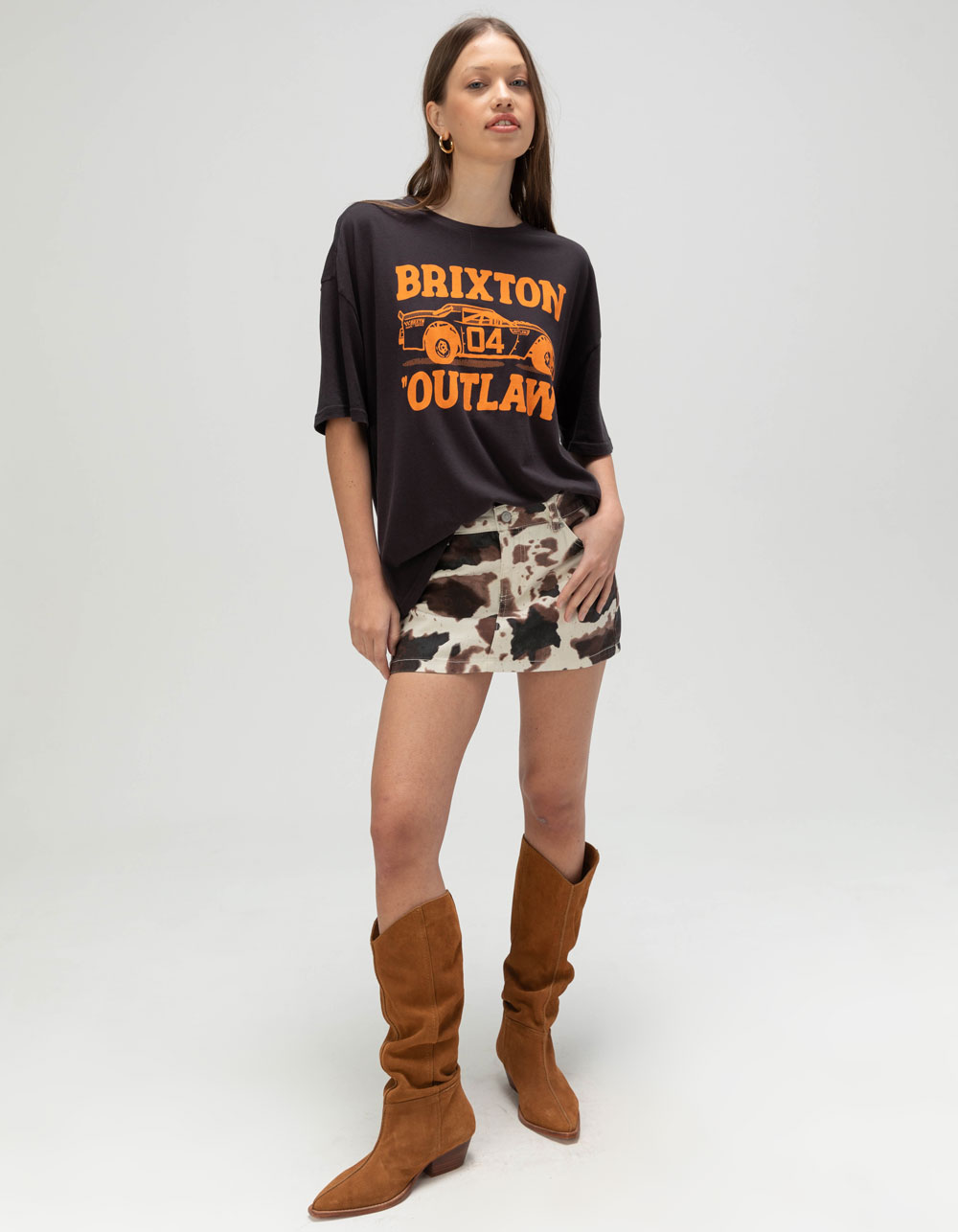 BRIXTON Outlaw Womens Oversized Tee - BLACK