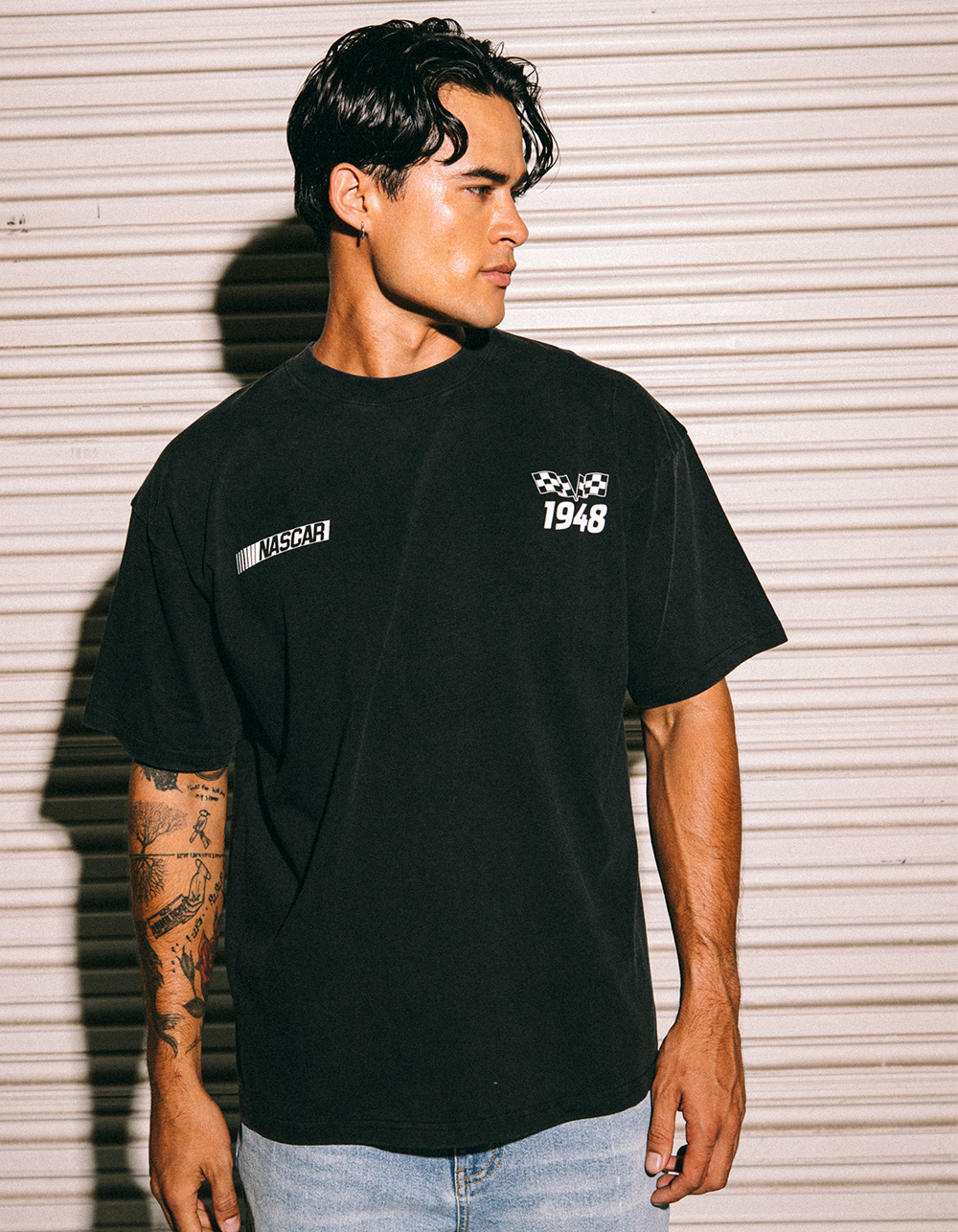 TILLYS x NASCAR Track Mens Boxy Tee - BLACK