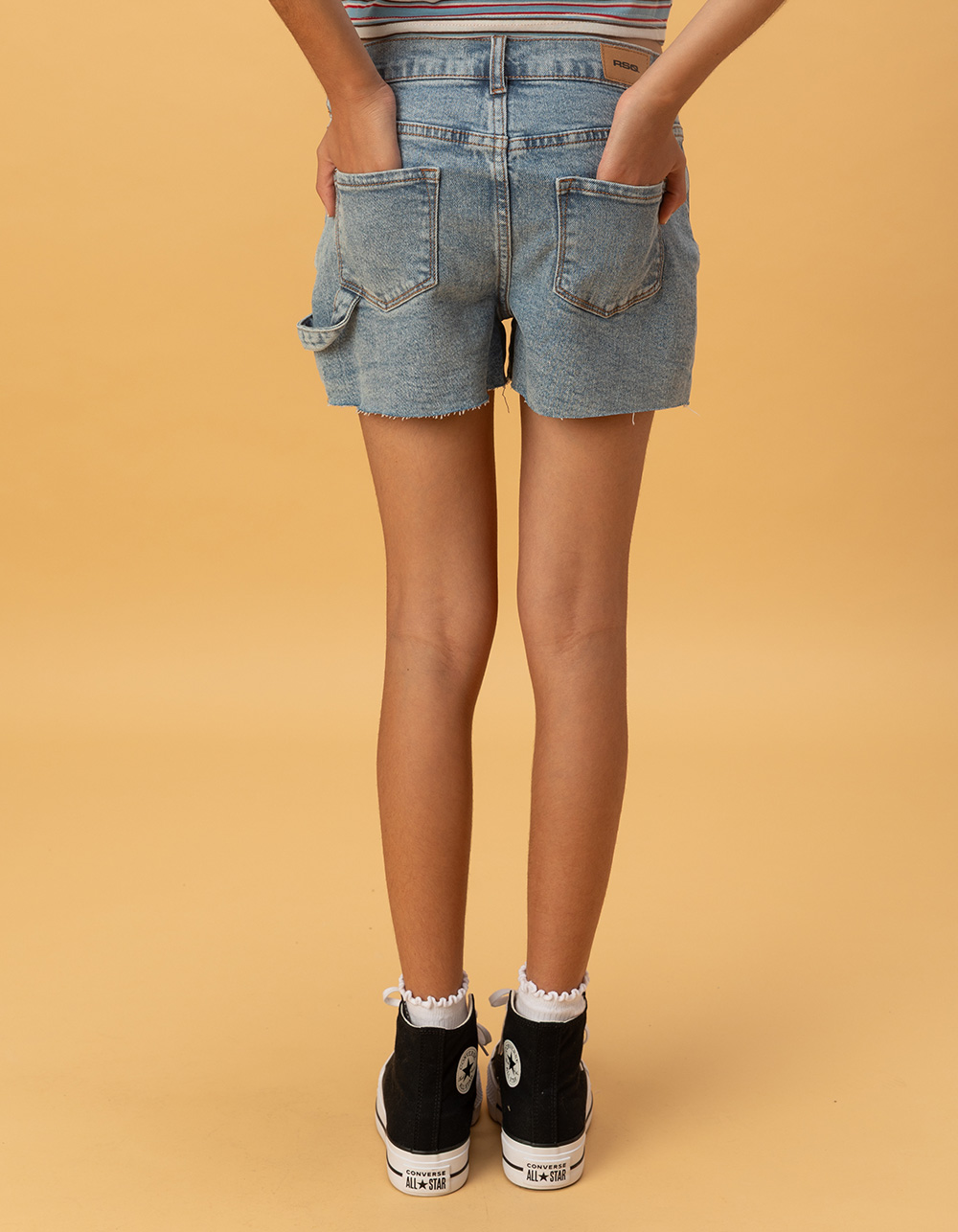 RSQ Girls Carpenter Shorts - MEDIUM WASH