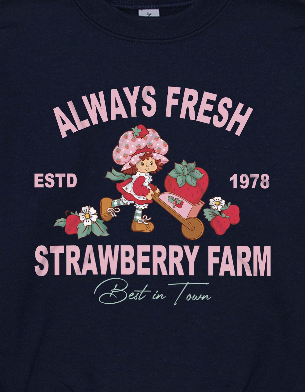 Strawberry SHORTCAKE Farm Unisex Kids Crewneck Sweatshirt - NAVY
