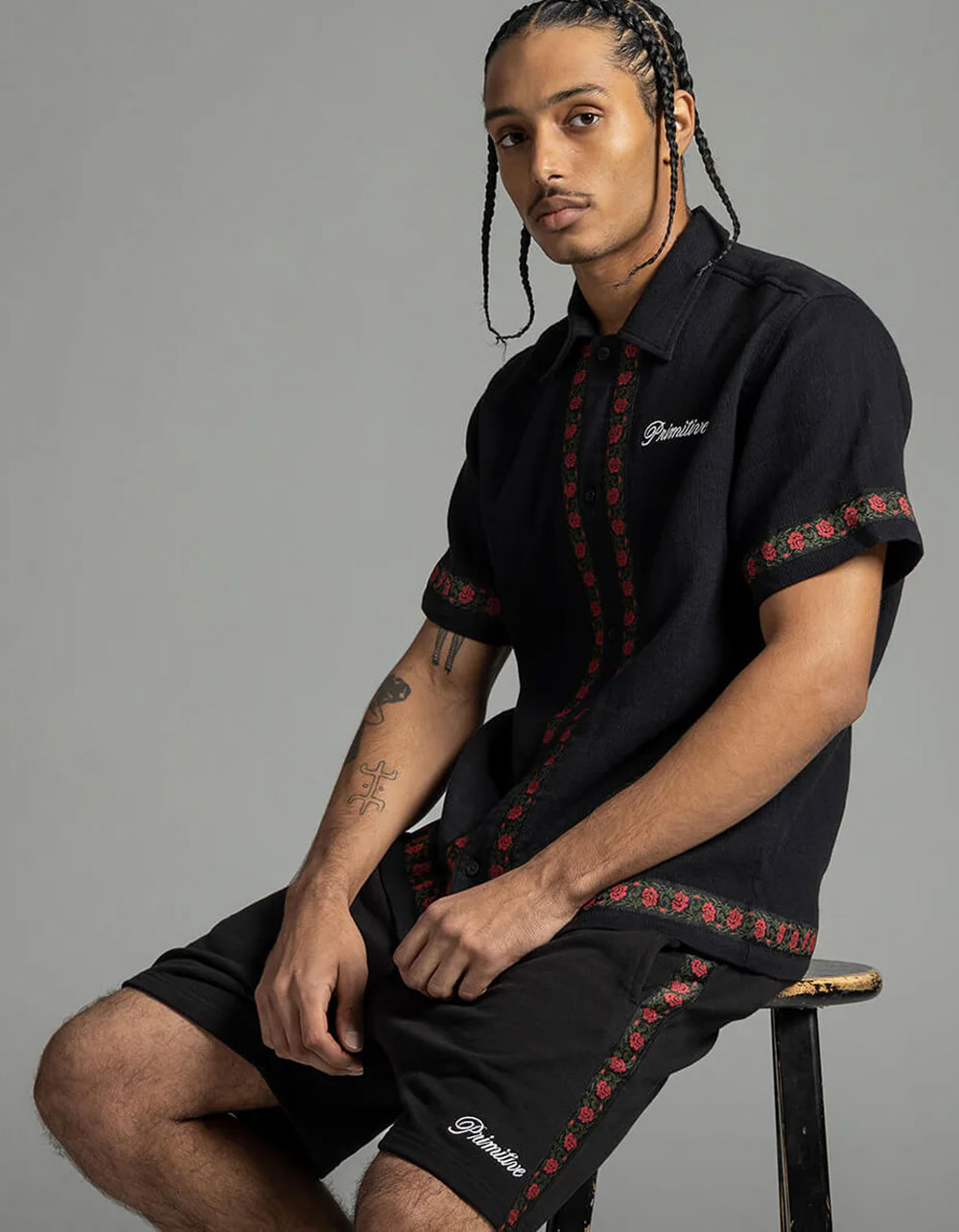 PRIMITIVE Riviera Mens Button Up Shirt - BLACK