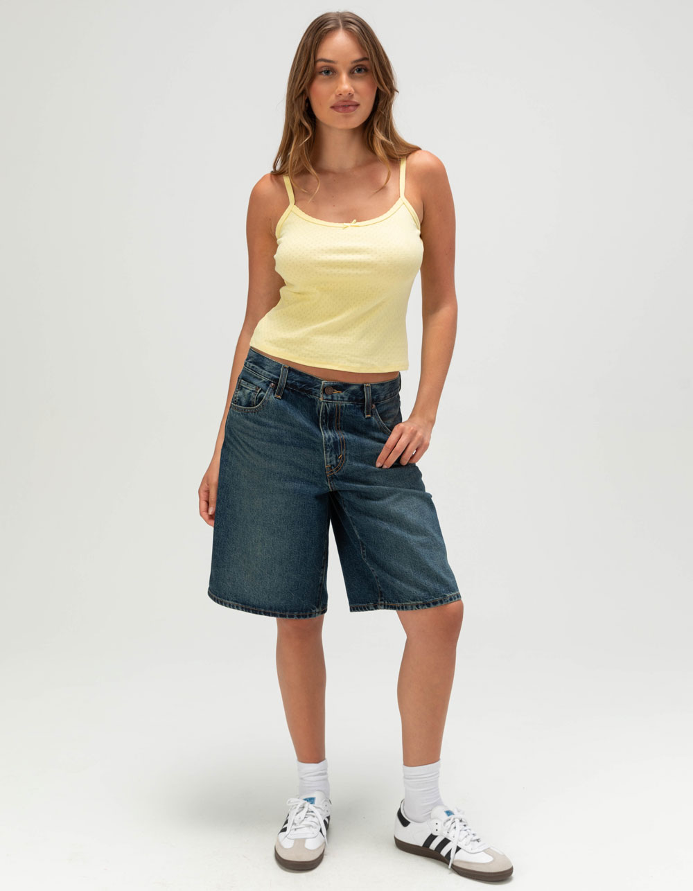 HEART & HIPS Bow Trim Womens Cami - YELLOW