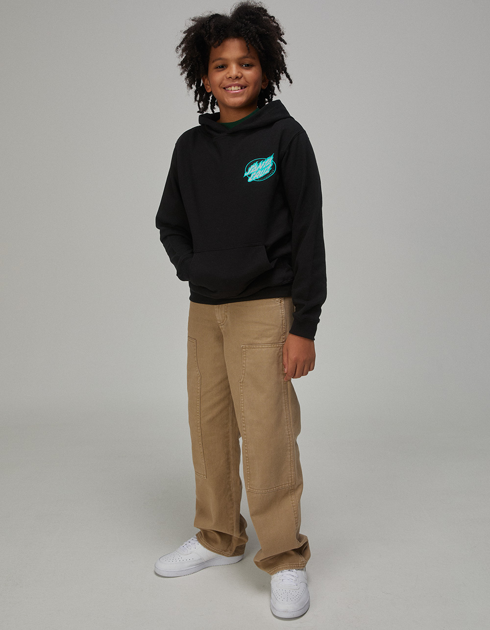 SANTA CRUZ True Oval Flame Dot Boys Hoodie - BLACK