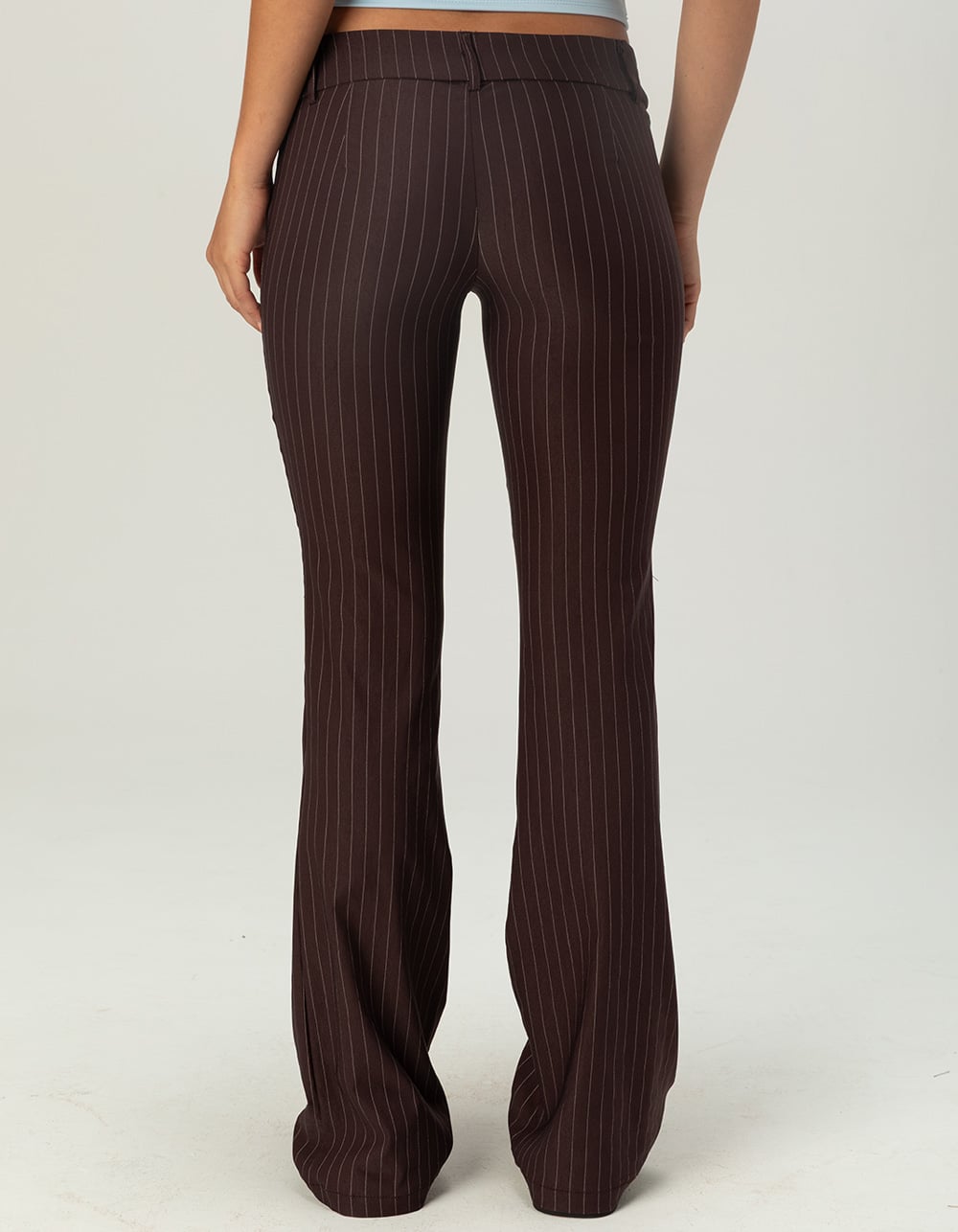 FULL TILT Womens Low Rise Pinstripe Bootcut Pants - BROWN/WHITE