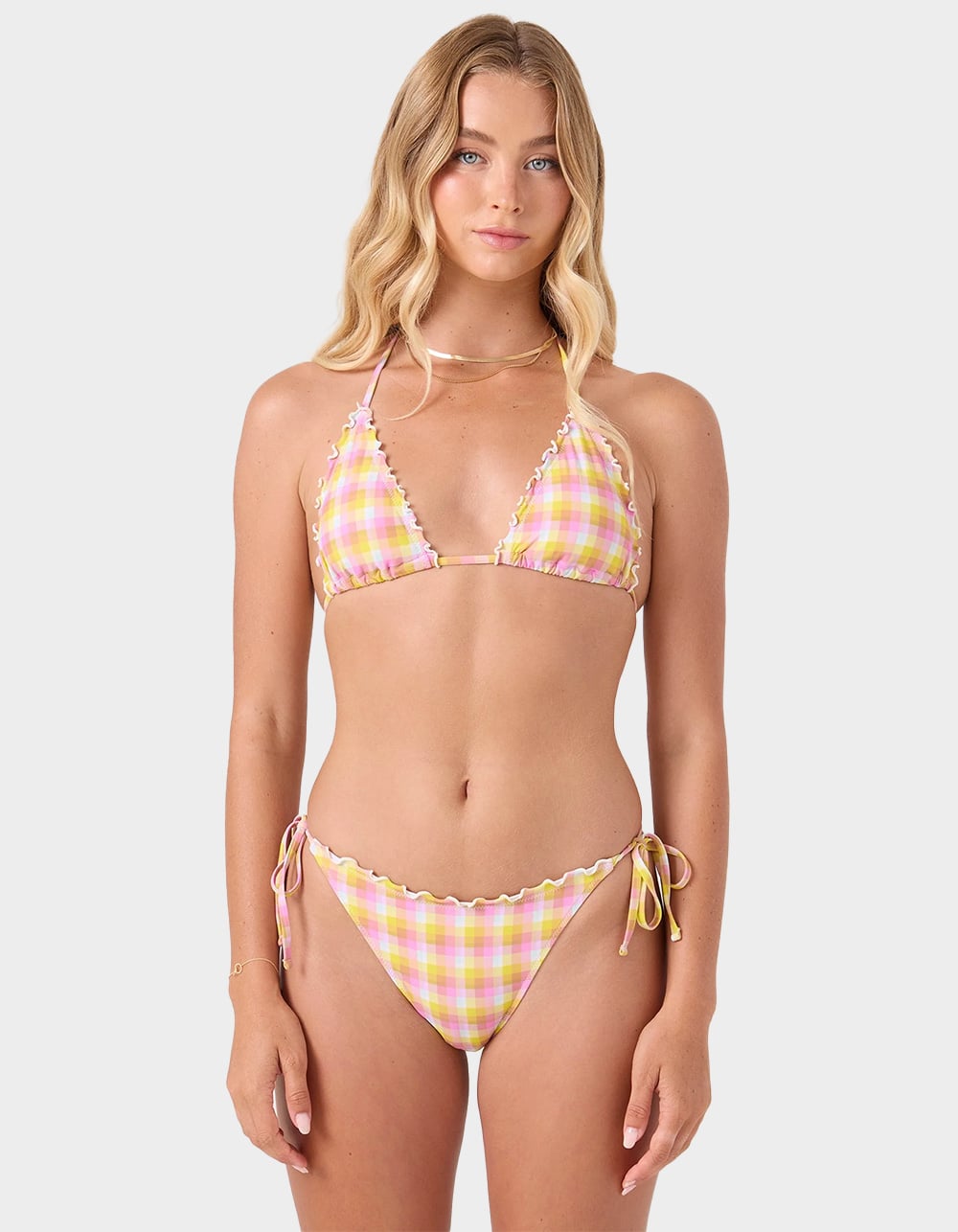 ROXY Check Me Out Tie Side Cheeky Bikini Bottoms - MULTI