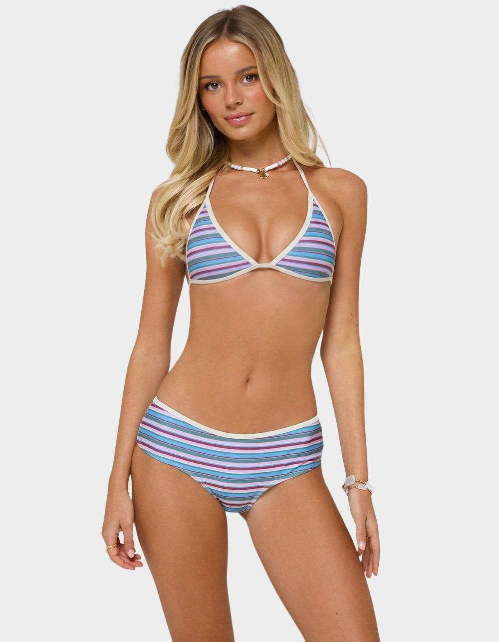 EDIKTED Carlota Striped Triangle Bikini Top - BLACK